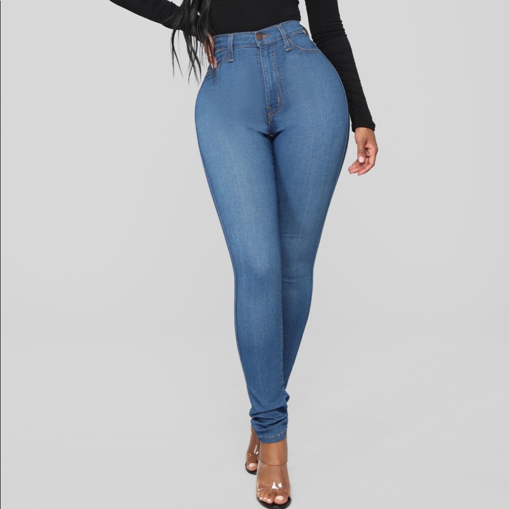Classic High Waist Skinny Jeans Medium Blue 13